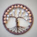 wire-wrapped tree of life home decor features brown wire branches with pearl-like beads, framed in green yarn. 